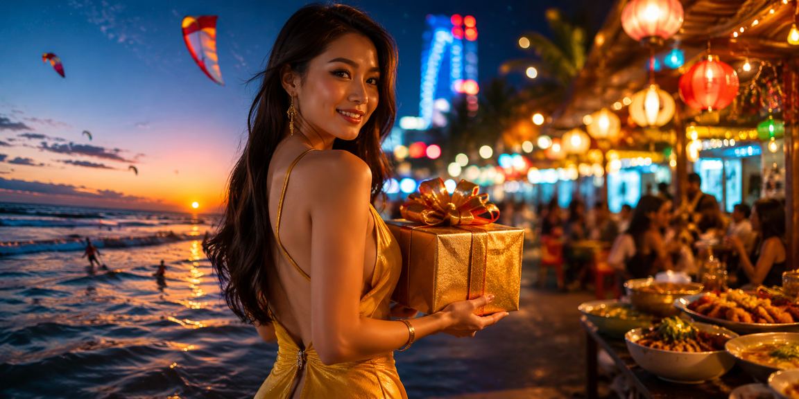 Chợ đêm Mũi Né với không khí sôi động, người hâm mộ thể thao tụ họp xem bóng đá